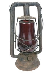 Dietz Lantern With Red Glass Globe