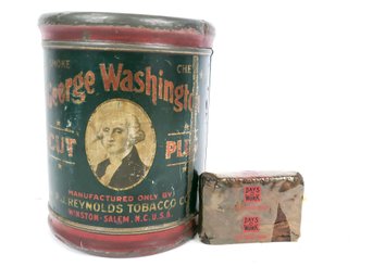 George Washington Cut Plug Tobacco Tin And Day O Work Chew