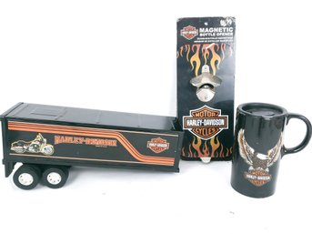 Harley Davidson Bottle Opener Ertl Trailer And Travel Mug