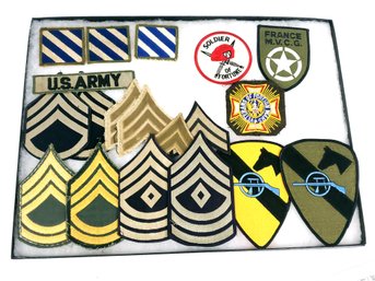 .Group Of Military Patches In Display Box
