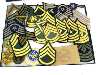 Huge Lot Of Military Rank Patches In Display Box