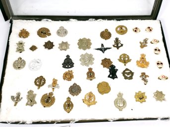 Mixed Group Of 40 Vintage British Hat Military And Police Hat Pins And Badges