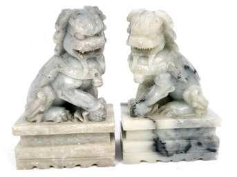 Pair Of Carved Stone Foo Dogs