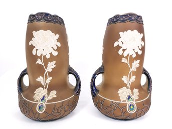 Pair Of Japanese Hand Painted Vases