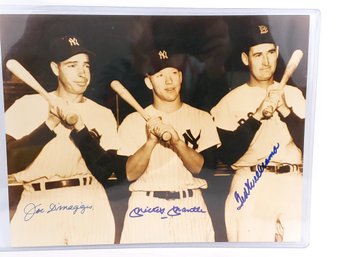Ted Williams, Mickey Mantle And Joe DiMaggio Signed 11' X 14' Photo With COA