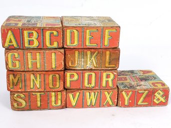 Antique Alphabet Wooden Block Puzzle