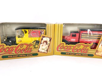 2 Coca Cola Diecast Bank Trucks