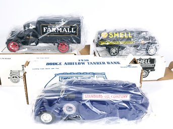 3 Ertl Diecast Truck Banks, Farmall, Shell, Standard  Oil