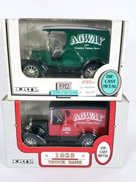 2 Ertl Agway Diecast Coin Banks Cars