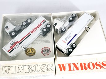 2 Winross Tractor Trailer Trucks, Agway And Transamerica Leasing, In Box