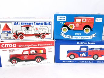 Mixed Lot Of 4 Citgo Diecast Truck Banks