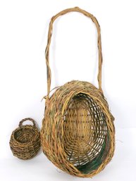 Pair Of Wall Hanging Woven Baskets