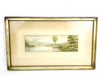 Vintage F Hurley Watercolor  Painting