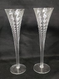 Beautiful Pair Of Swirled Champagne Flutes Glasses