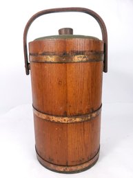 Vintage Wooden Thermos Brand Ice Bucket Barrel