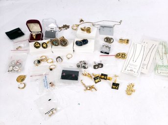 Costume Jewelry Lot, Cufflinks, Tie Clips, Rings And More