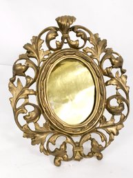 Nice Antique Brass Picture Frame Stand, Fits 3 1/2' X 5'