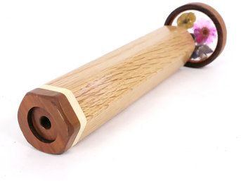 Wooden Kaleidoscope  With Pressed Flowers