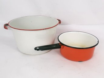 Orange Enameled Pots