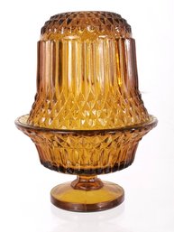 Indiana Glass Diamond Pattern Amber Fairy Lamp