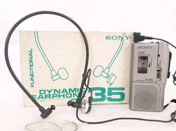 Vintage Sony  1975Headphones In Box With VOR Voice Recorder