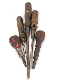 Lot Of Vintage Wood Handled Screwdriver Tools