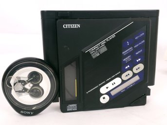 Vintage 1980s Sony Headphones And Citizen Cd Player