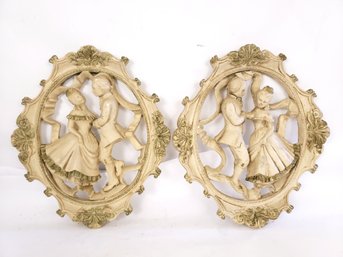 Pair Of Antique Plaster Wall Hangings