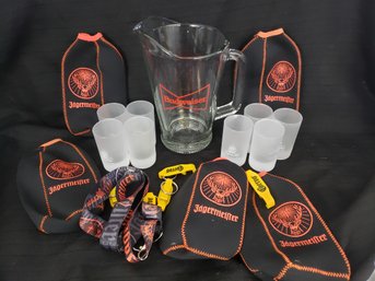 Mixed Bar Lot With Budweiser Pitcher,Jager Shot Glasses And More