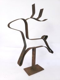 Folk Art Iron Deer Statue