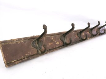 Primtive Antique Coat Rack With Acorn Hooks