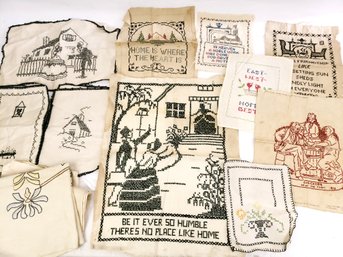 Lot Of Vintage Early Cross Stitch Samples,  1940s,50s