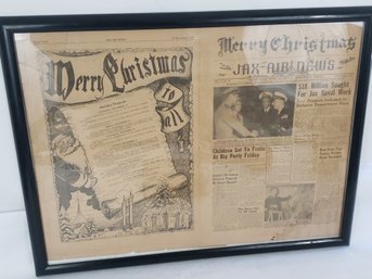 Framed 1950 JAX Air Base Merry Christmas Newspaper