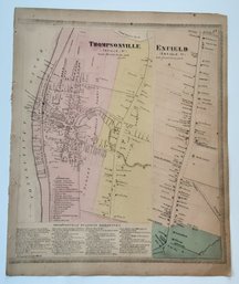 1869 MAP, THOMPSONVILLE, CT, PUB. BY BAKER & TILDEN, ENG./PRINT/COL. BY KELLOGG & BULKELEY, APP. 17 34 X 14 1