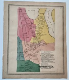 1869 MAP, WE5HERSFIELD, CT., PUB. BY BAKER & TILDEN, ENG./COLOR BY KELLOGG & BULKELEY, APPR. 17 3/4 X 14 12