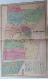 1869 MAP, HARTFORD, CT.,&Cedar Hill Cemetery,  PUB. BY BAKER & TILDEN, ENG. BY KELLOGG & BULKELEY, 27 X 17 3/4
