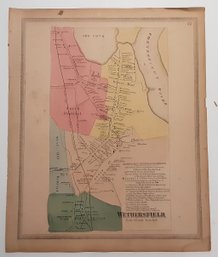 1860'S MAP OF WETHERSFIELD, CT. & SURROUNDING DISTRICTS , BUSINESS REFERENCE, 17 3/4 X 14 X 3/4