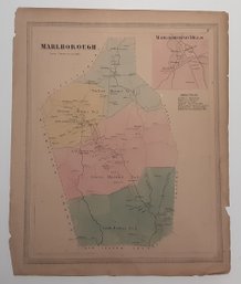 1860'S MAP OF MARLBOROUGH CT. & SURROUNDING DISTRICTS , & DIRECTORY 17 3/4 X 14 X 3/4