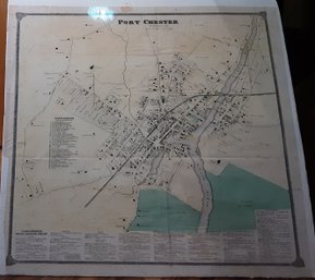 MID-LATE 1800'S MAP OF PORT CHESTER , WESTCHESTER CO., NEW YORK. APPROX. 25 1/4 '  X 23 '