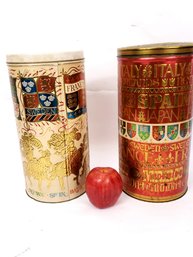 2 Nice Decorative Tins With Countries, 12' Tall