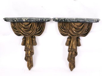 Pair Of Neoclassical Wall Sconce Shelves By Sarreid