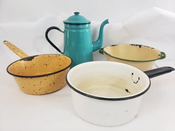 Mixed Enamel Kitchenware Lot