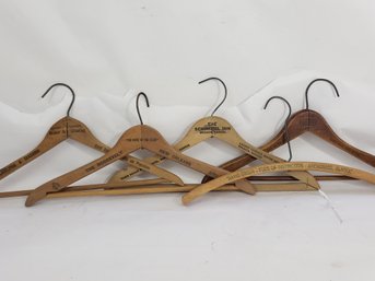 Lot Of 5 Vintage Advertising Wooden Hangers