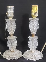 Pair Of Antique Glass Beaded Lamps