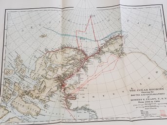 Polar Regions Map Showing Explorations Of Robert Peary