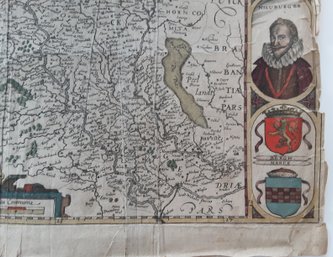 ILLUSTRATED MAP  1600's  DUCATUS IULIACE , LATIN, DUTCH & FRENCH  Dutch Cartographer Nicholas Van Geelkercken