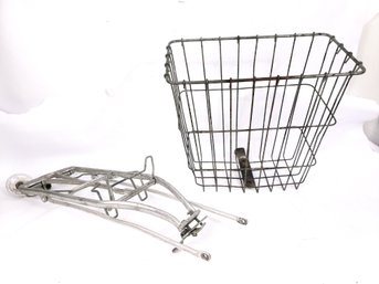 Vintage Bicycle Front Basket And Pletscher Back Rack