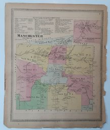 1860'S MAP OF MANCHESTER & SURROUNDING DISTRICTS & BUSINESS  DIRECTORY  , 17 3/4 X 14 X 3/4