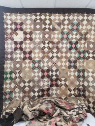 Pair Of Large 70s Patchwork Quilts