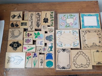 Lot 3 Wood Mounted Rubber Stamps